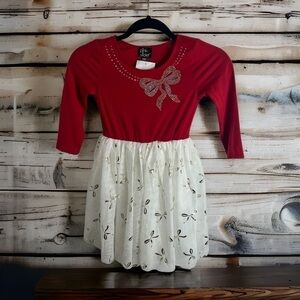 Pink & Violet Bow Ribbon Dress NWT Sz 6X Rhinestone Red White Christmas